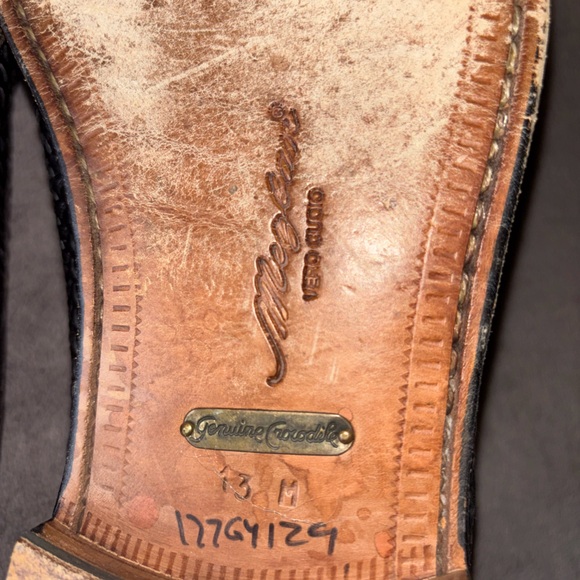 Mezlan vintage Italian genuine crocodile black derby shoes size 13 M - Picture 8 of 8